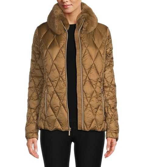 michael kors petite faux fur coat|Quilted Faux Fur Hooded Coat .